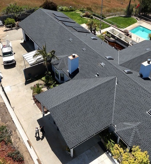 Creative Roofing Nipomo California Roofing Company image of top roof view completed house