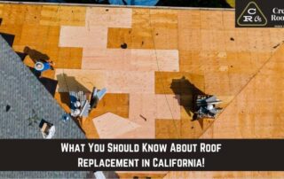 Roofing crew installing new roof on a house in California with wooden shingles.