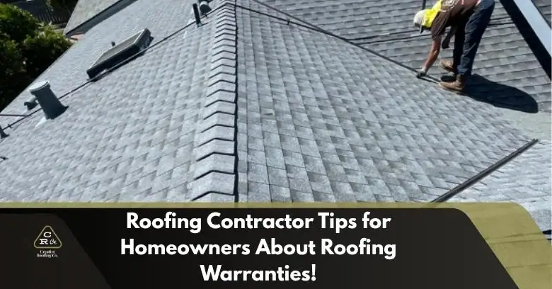 Roofing contractor installing asphalt shingles on a residential roof in a suburban neighborhood.